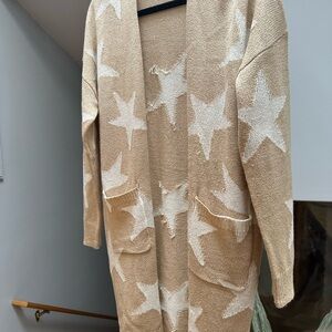 Peach Love California Beige Star Cardigan